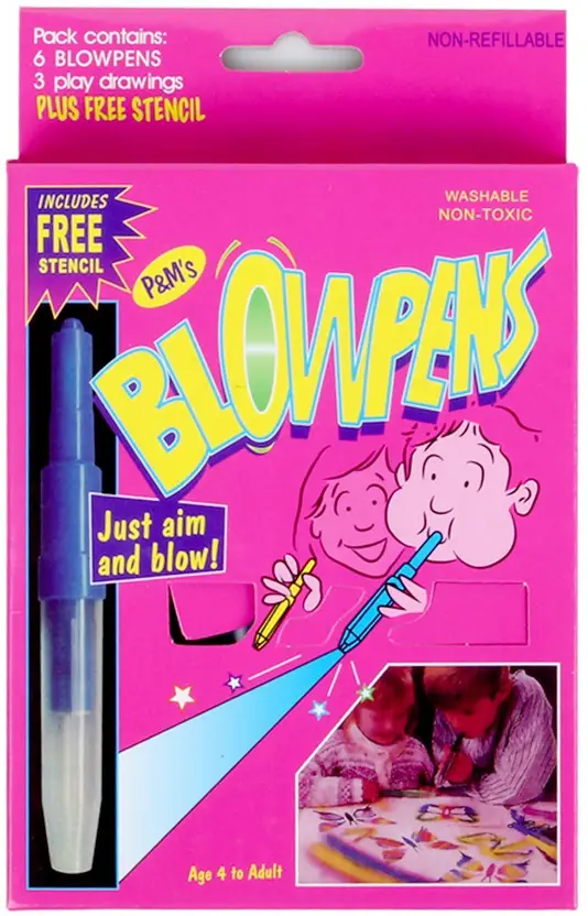6 Pcs Magical Coloring Spray Blow Pens for Kids Children, Spray Blow Marker Sketch Pen