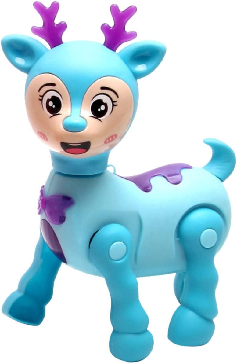 Electric Cute Pet Walking Deer Reindeer with Lights Musical Toys for Kids