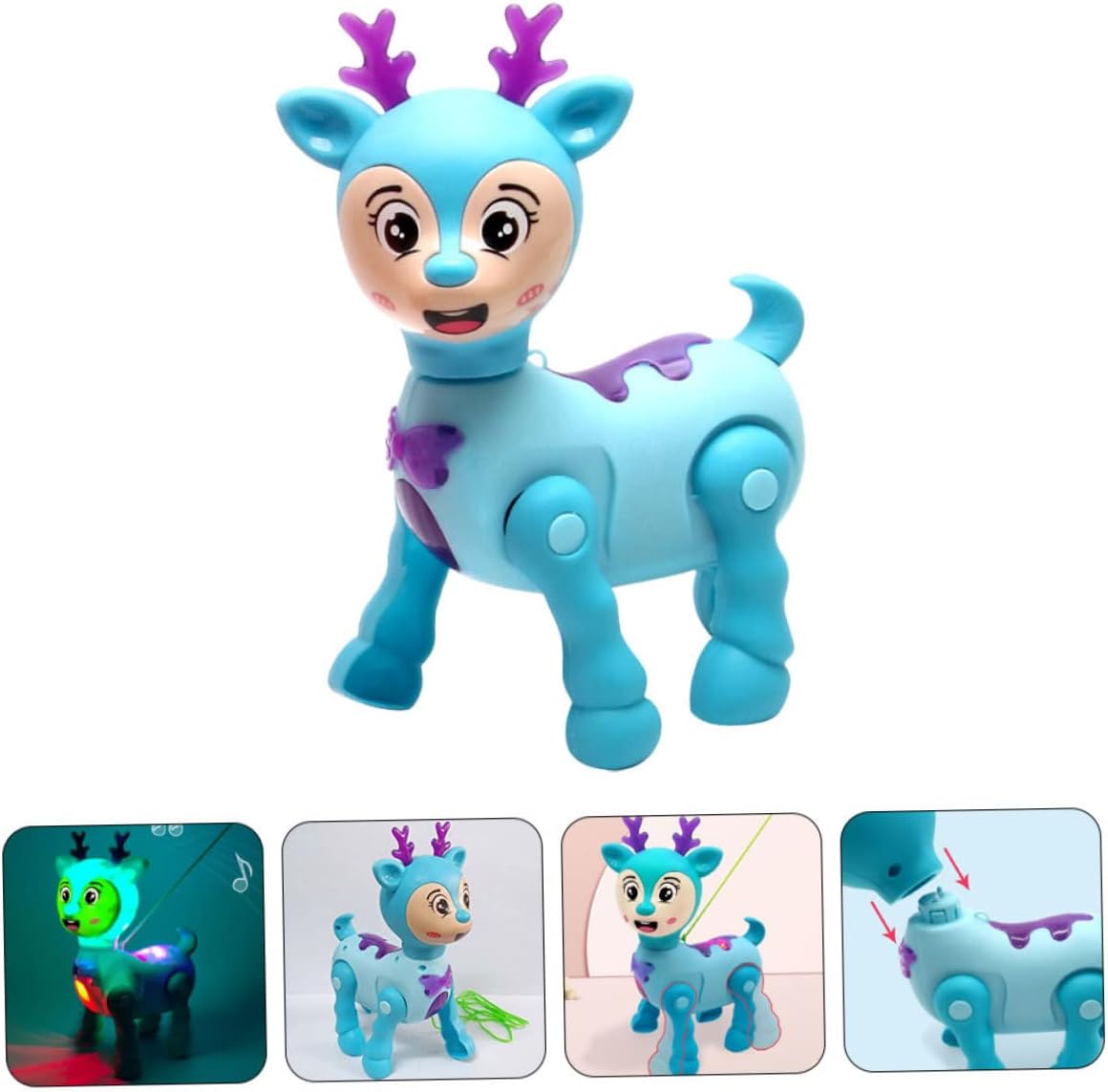 Electric Cute Pet Walking Deer Reindeer with Lights Musical Toys for Kids
