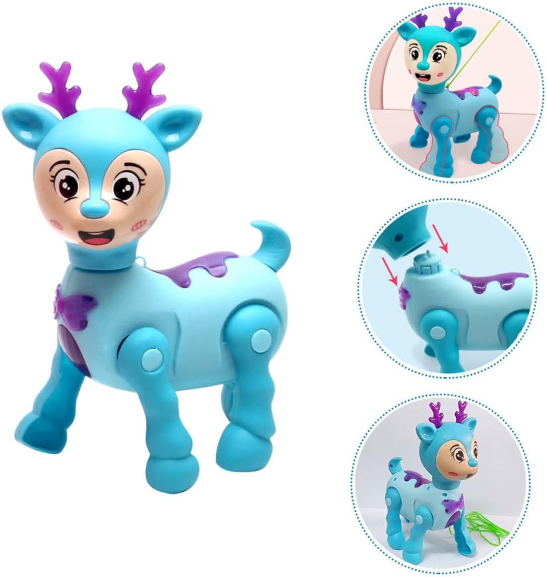 Electric Cute Pet Walking Deer Reindeer with Lights Musical Toys for Kids