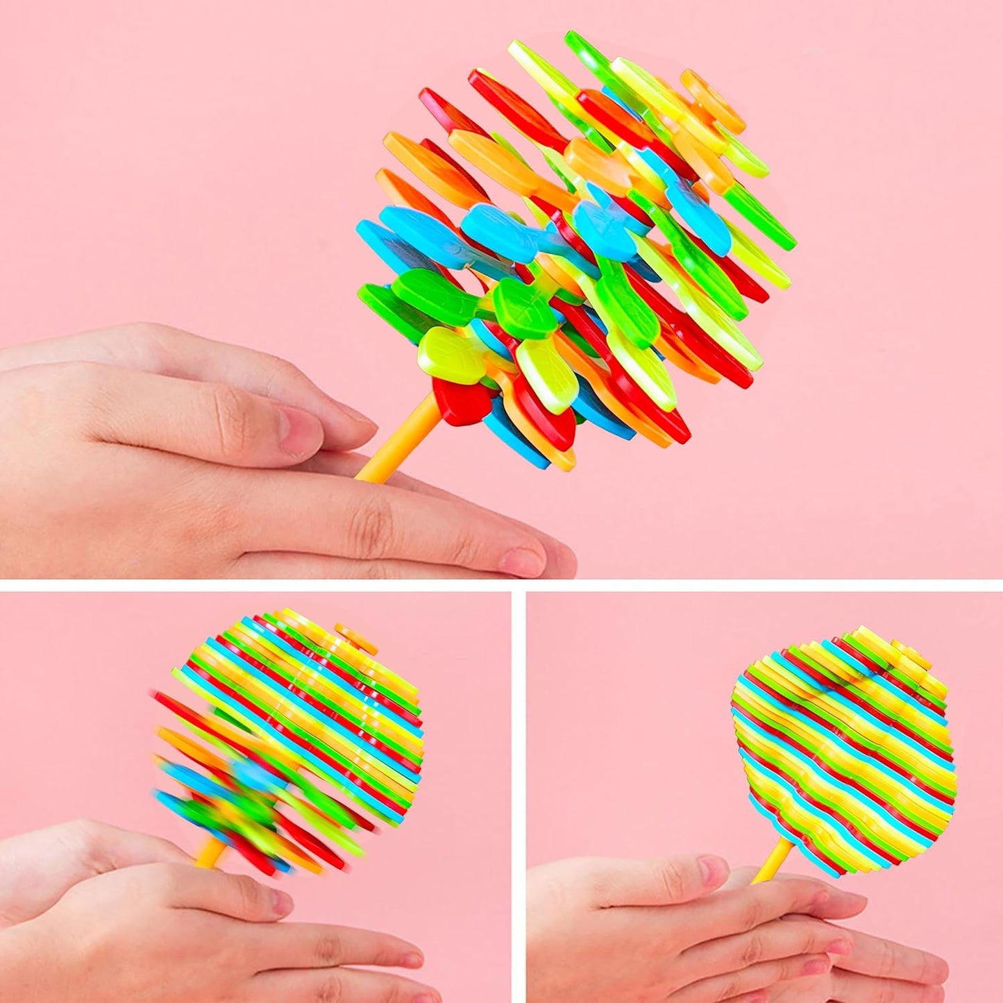 Spinning Candy Flower Toy for Kids - Lollipop Shaped Hand Fidget Spinner - Twisting and Rotating Colorful Flower