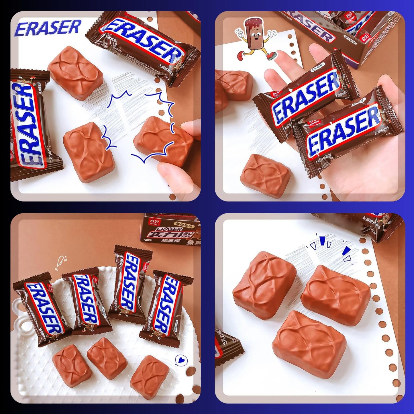 Snickers Chocolate Bar Shape Erasers for Kids