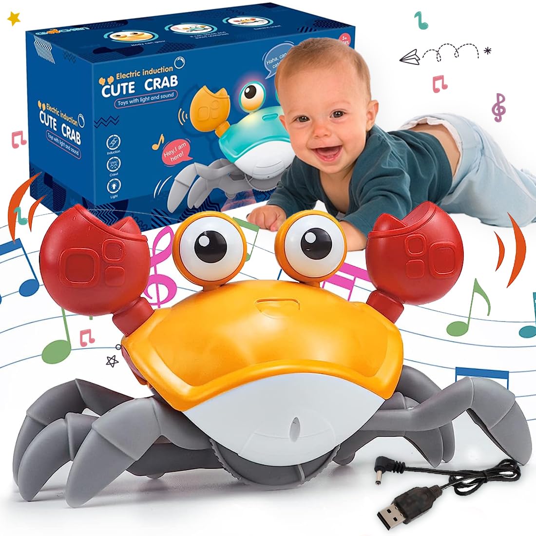 Dancing Induction Electric Crawling Crab Musical Toy