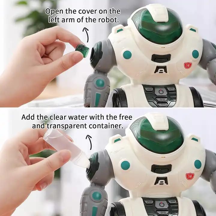Dance Spray Robot, Missile Shooting Walking Revolving Dancing Robot Toy for Kids with Lights & Music