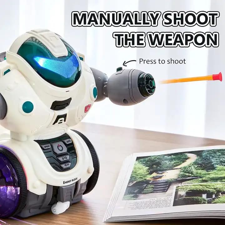 Dance Spray Robot, Missile Shooting Walking Revolving Dancing Robot Toy for Kids with Lights & Music