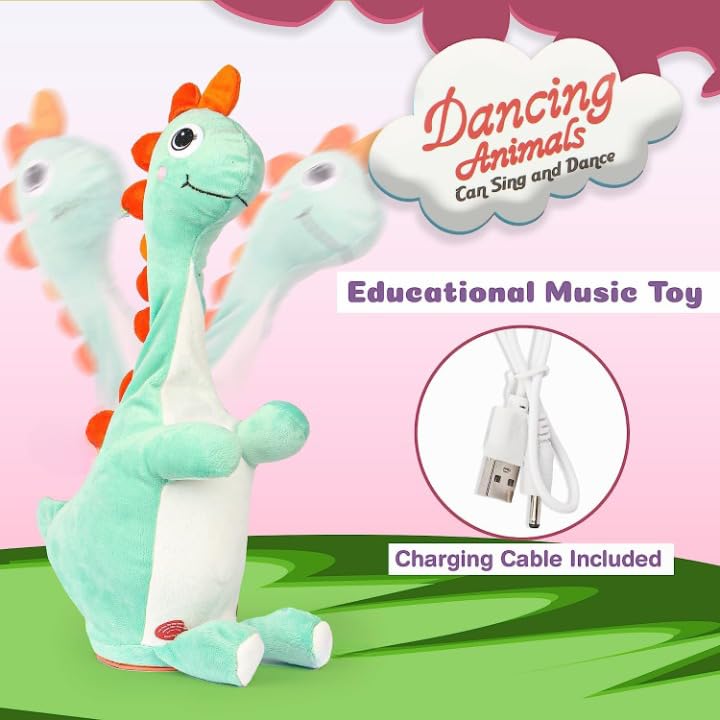 Dancing Talking Dinosaur Soft Toy for Kids, Wriggle & Singing Recording Plush Toy