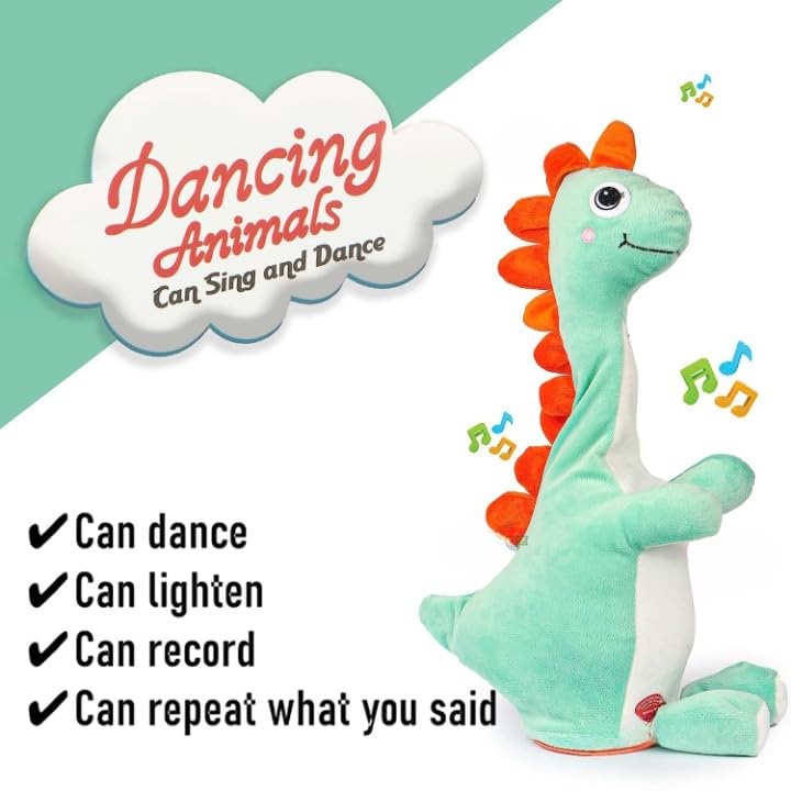 Dancing Talking Dinosaur Soft Toy for Kids, Wriggle & Singing Recording Plush Toy