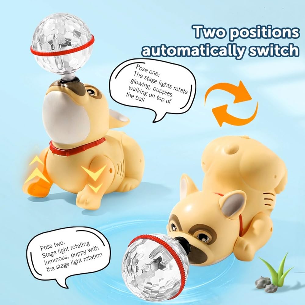 Dancing Dog Toy for Kids Babies with Music and 3D Flashing LED Light Ball - Cute Animal Puppy Gift for Boys and Girls