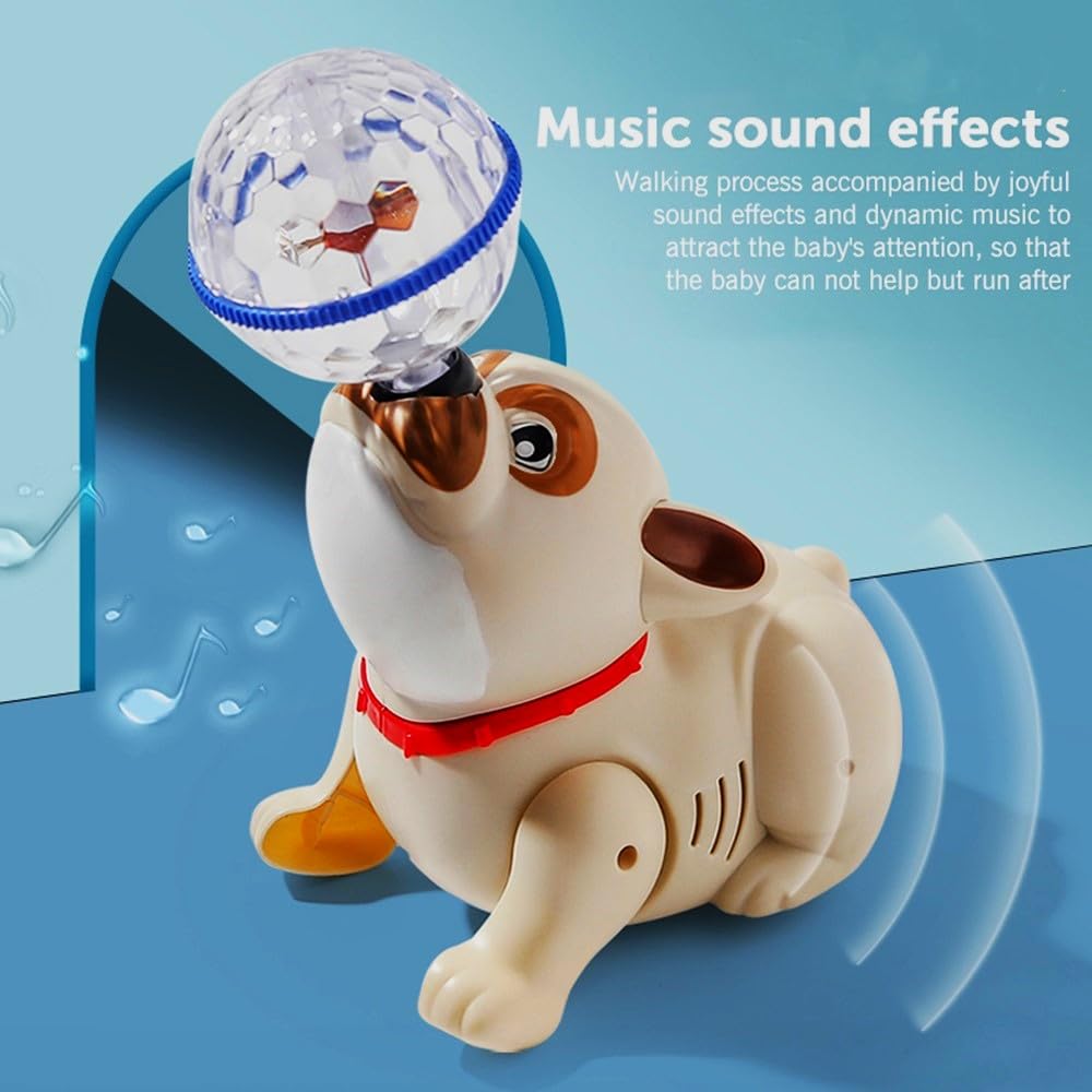 Dancing Dog Toy for Kids Babies with Music and 3D Flashing LED Light Ball - Cute Animal Puppy Gift for Boys and Girls