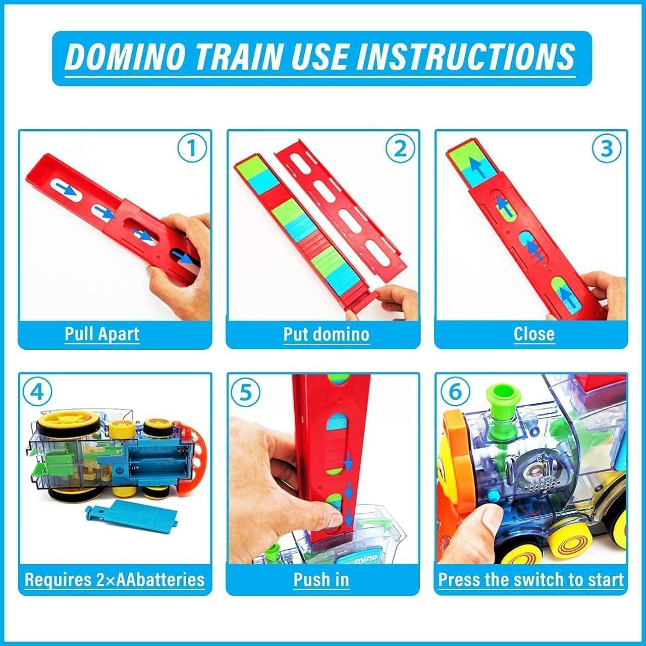 Domino Train Set with 60 Pcs Premium Pack Dominoes with Light & Sound