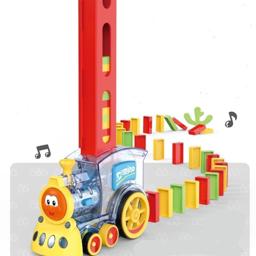 Domino Train Set with 60 Pcs Premium Pack Dominoes with Light & Sound