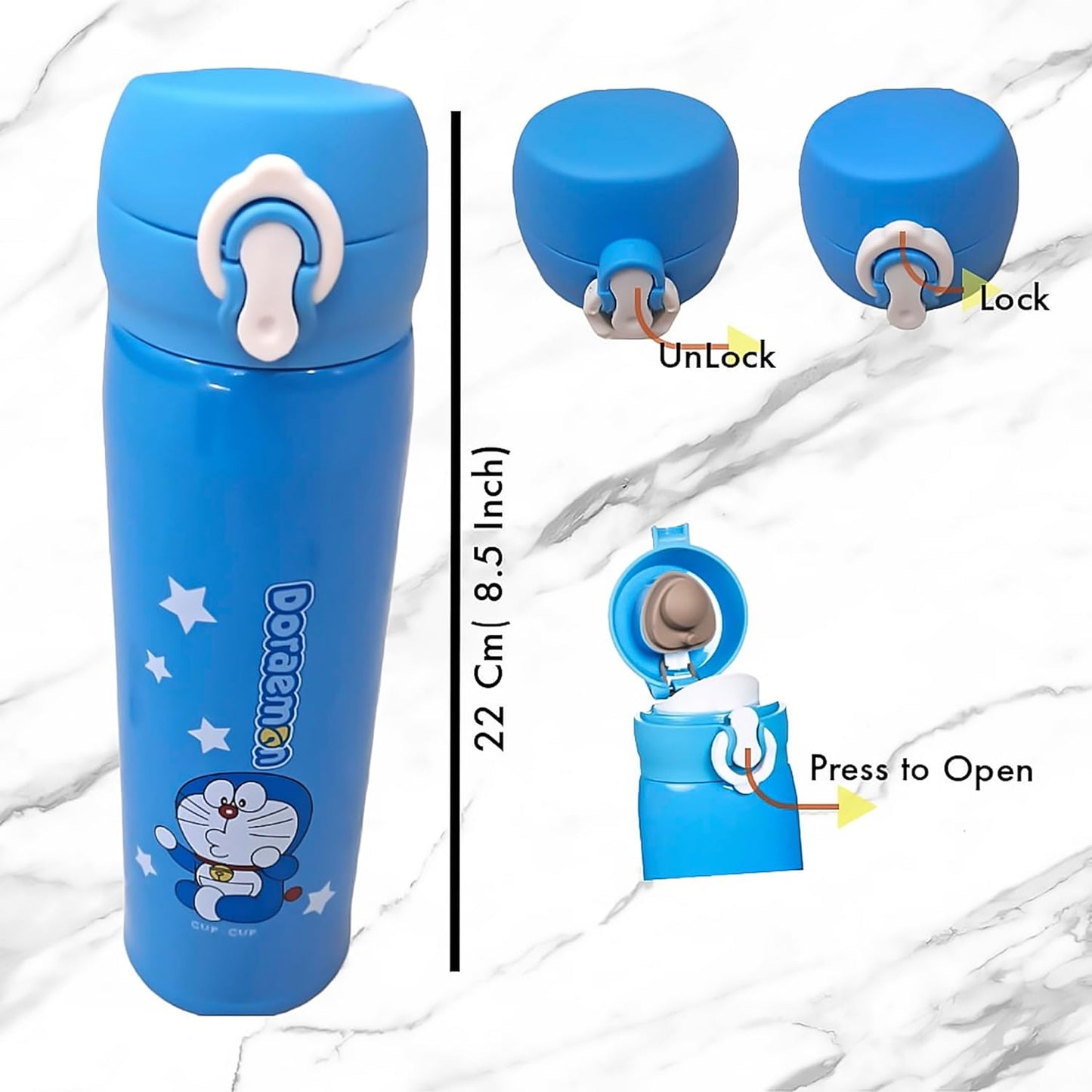Stainless Steel Doraemon Water Bottle for Kids (500 ML)