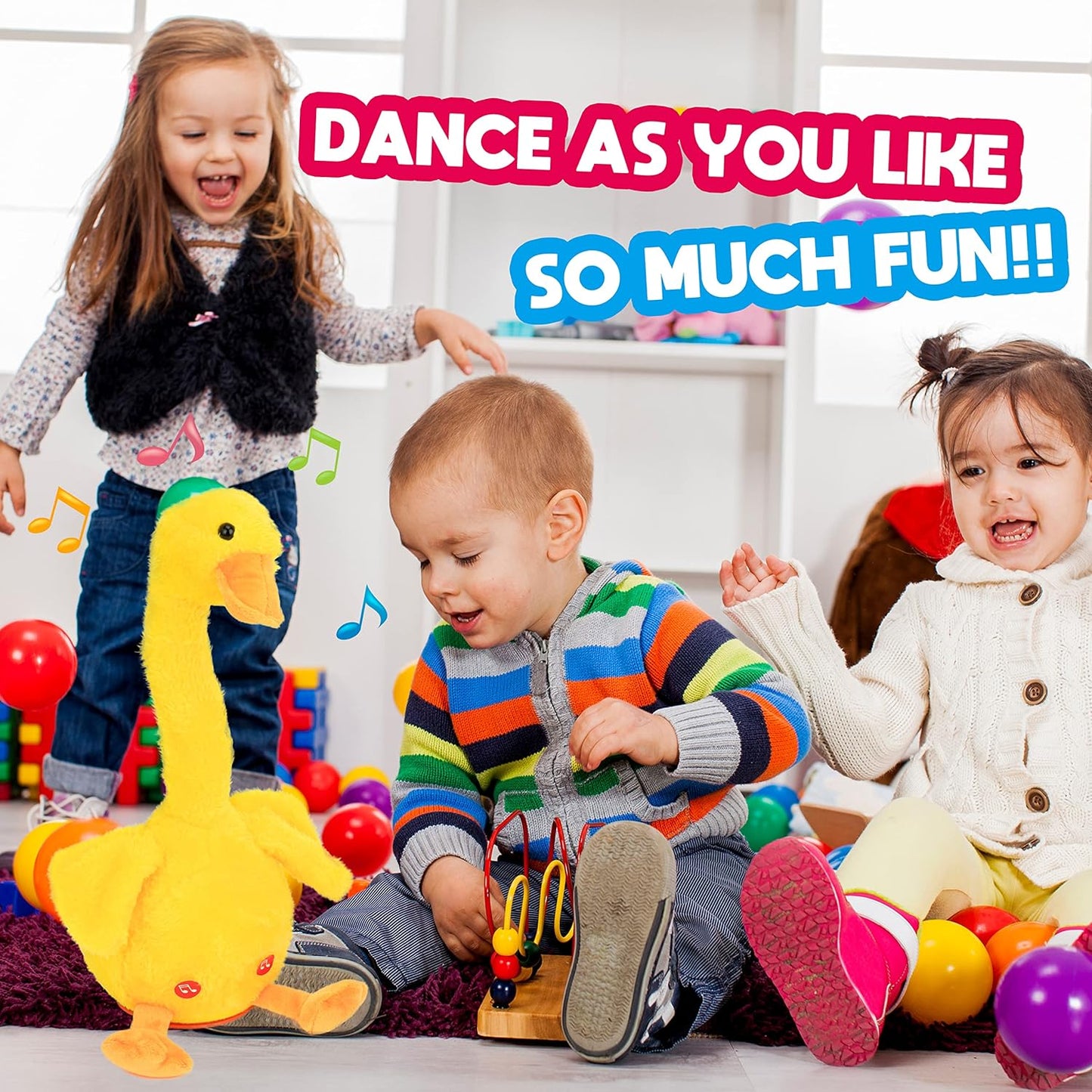 Dancing Talking Duck Soft Toy for Kids, Wriggle & Singing Recording Plush Toy