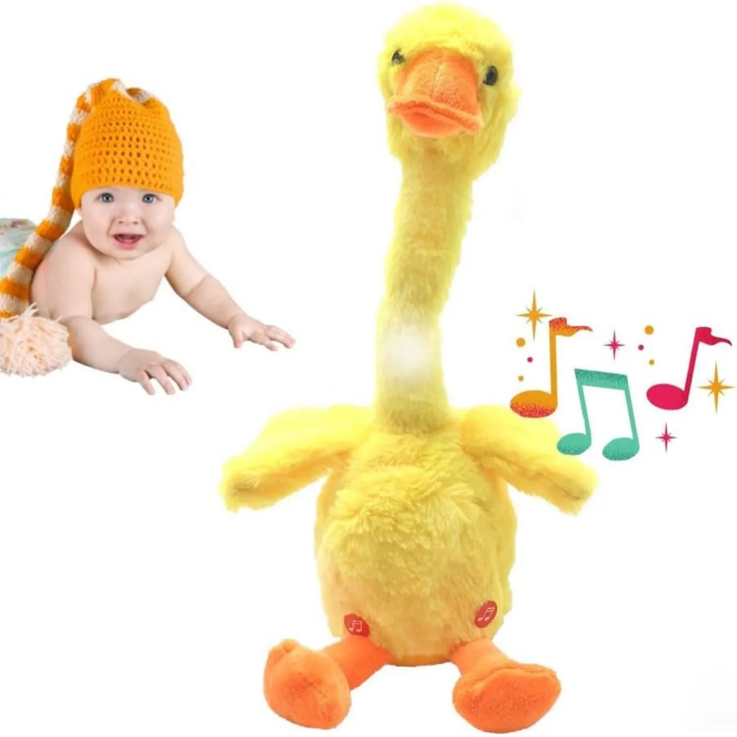 Dancing Talking Duck Soft Toy for Kids, Wriggle & Singing Recording Plush Toy