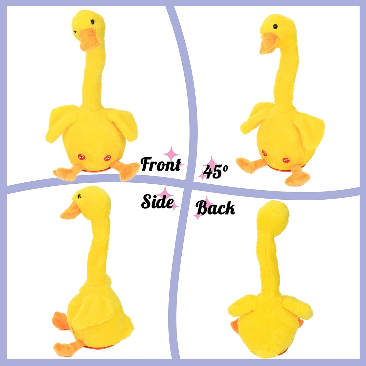 Dancing Talking Duck Soft Toy for Kids, Wriggle & Singing Recording Plush Toy
