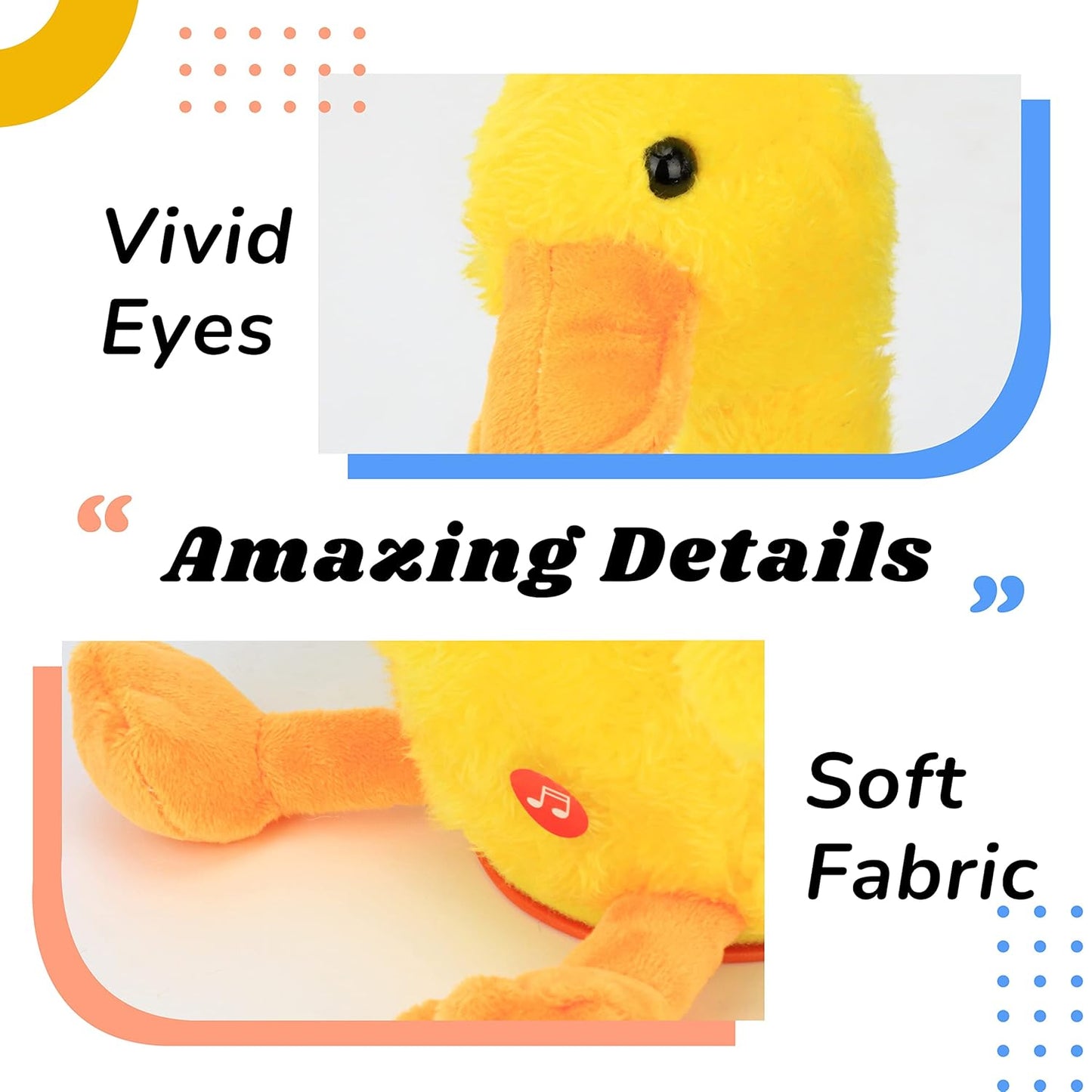 Dancing Talking Duck Soft Toy for Kids, Wriggle & Singing Recording Plush Toy