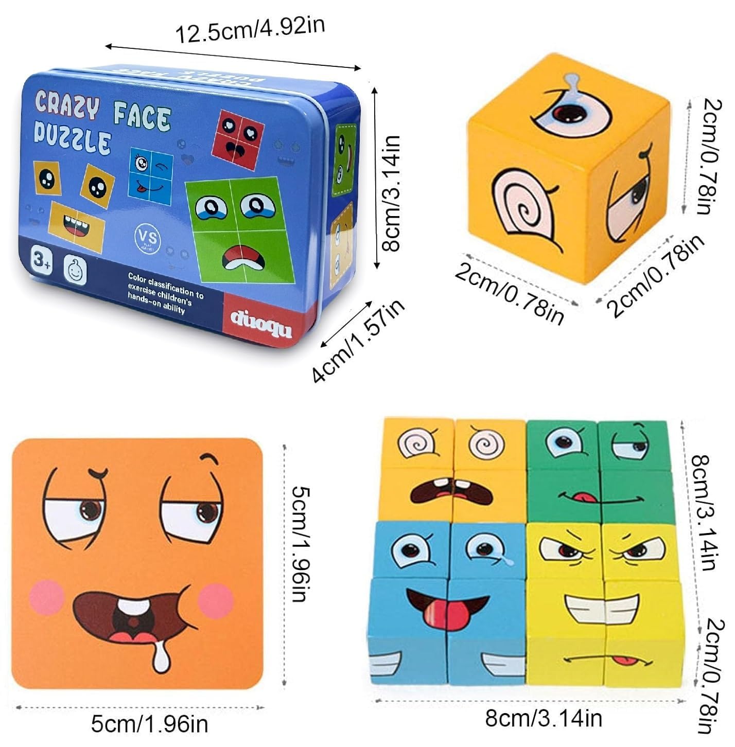 Face Change Rubik's Cube Puzzle Game, Emoji Expressions Matching Block Puzzles Building Logical Educational Toys