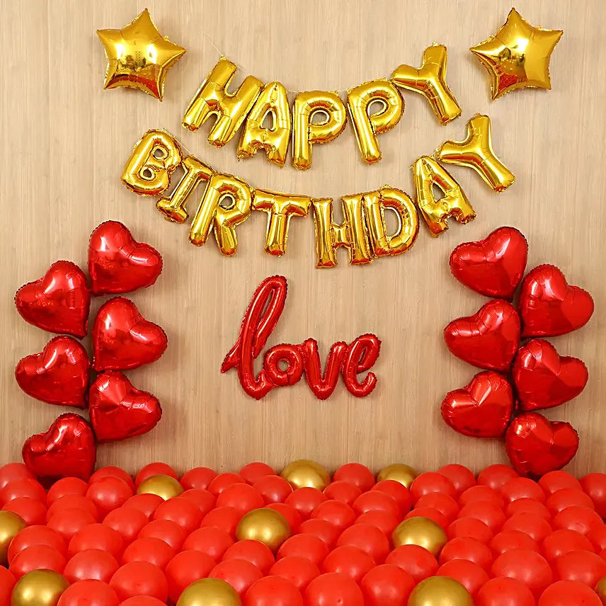 Red Themed Birthday Balloon Décor