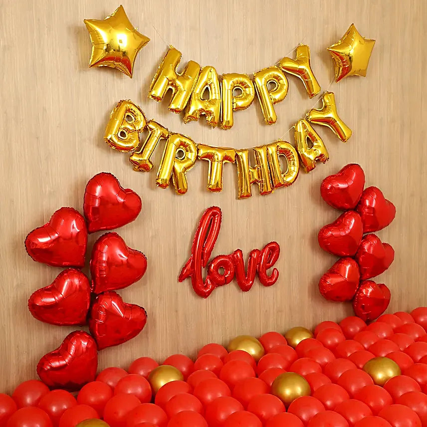 Red Themed Birthday Balloon Décor