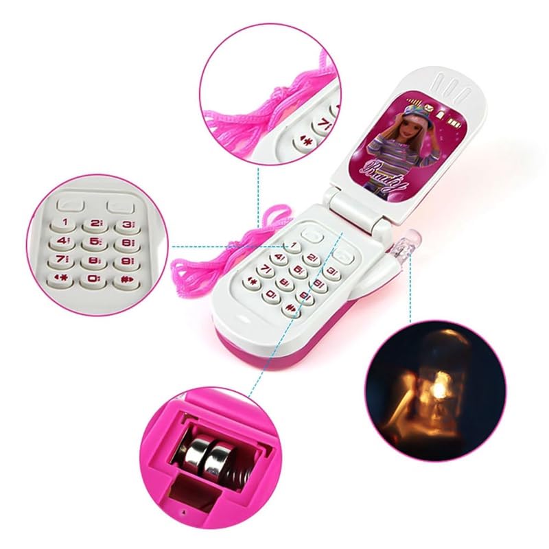 Barbie Play Cell Phone Toy, Mobile Phone Happy Toys for Girls