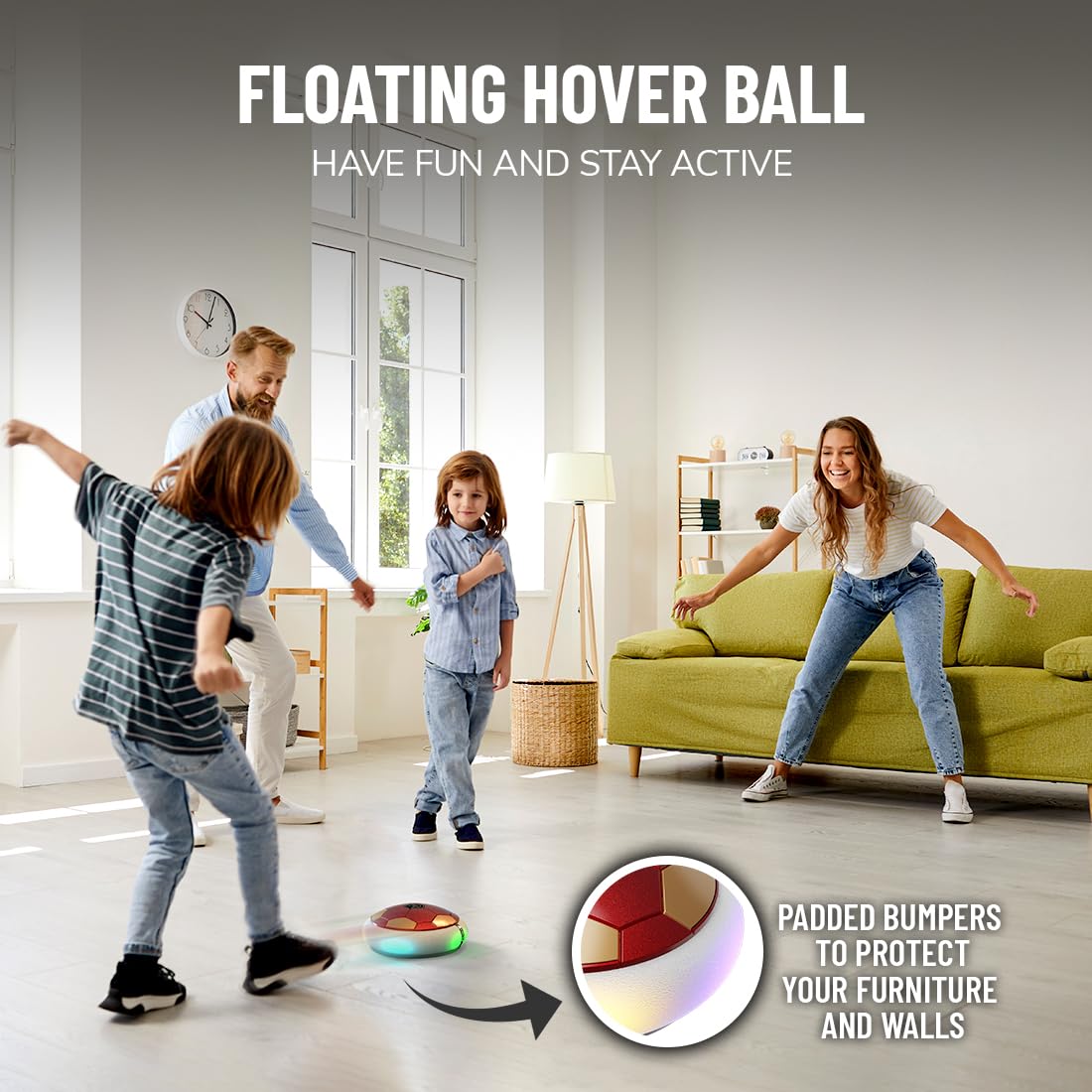 Floating Hover Football with Colorful Flash Light Effect, Indoor Floating Hoverball Soccer