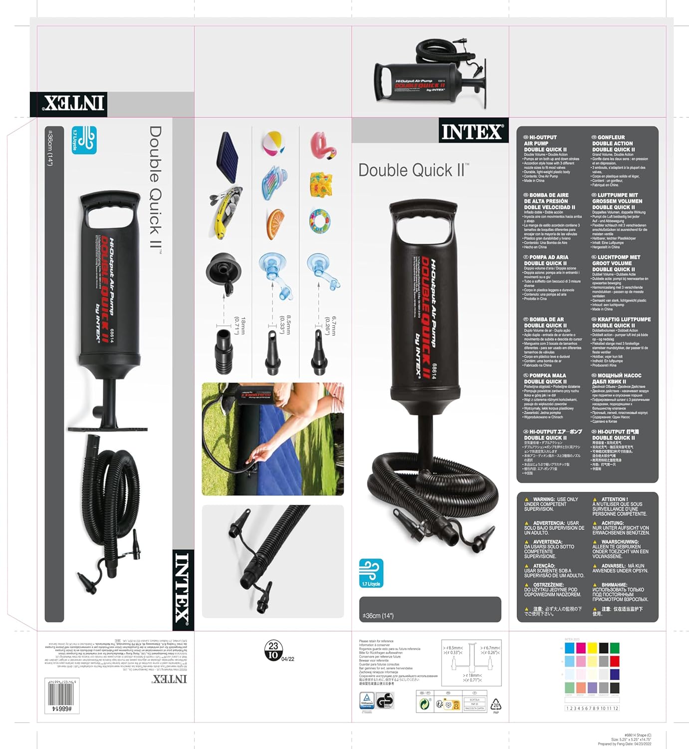 Intex High Output Double Quick Manual Air Balloon Pump for Inflatable Swimming Pools