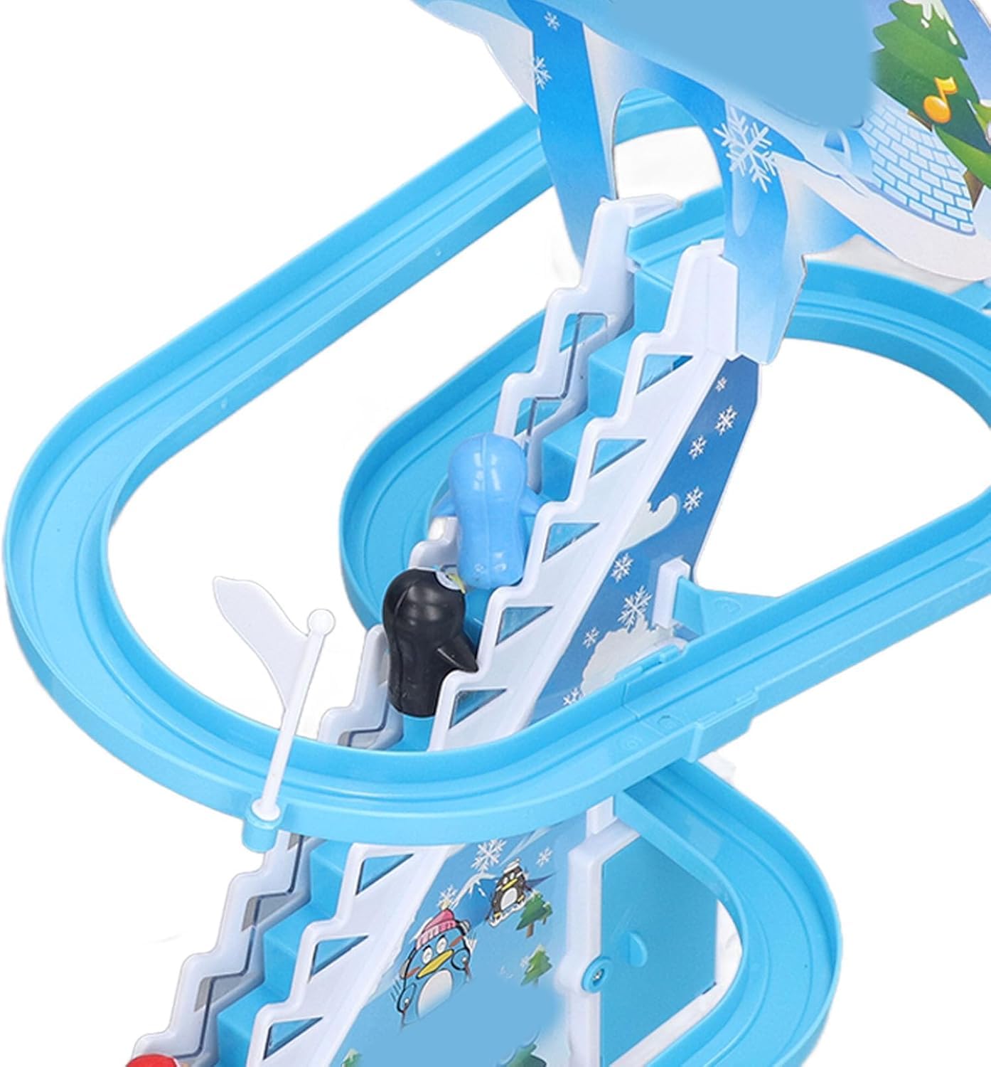 Big Size Jolly Penguin Slide Toy Set, Funny Automatic Stair-Climbing Cartoon Race Track Set Large Lovely Penguin Slide Toy Escalator Toy with Music
