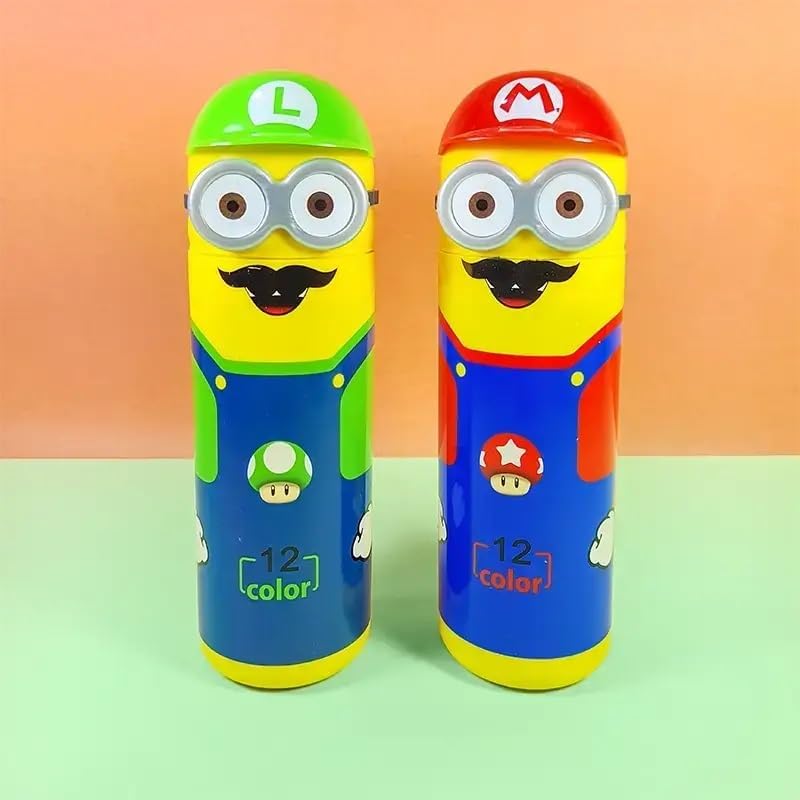 Minions Cartoon Character Sketch Pens Box, 12 Colored Pens for Kids