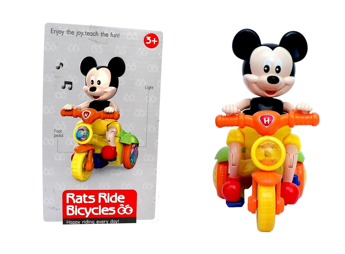 Micky Mouse Rats Riding Bicycles Musical Toy for Kids with Flashing Lights
