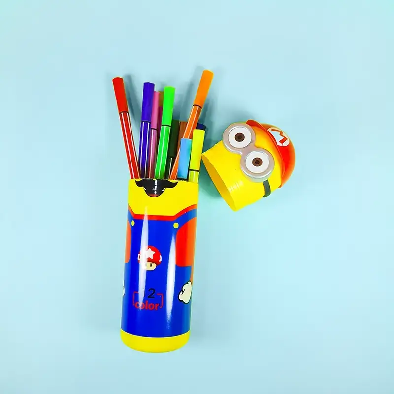 Minions Cartoon Character Sketch Pens Box, 12 Colored Pens for Kids