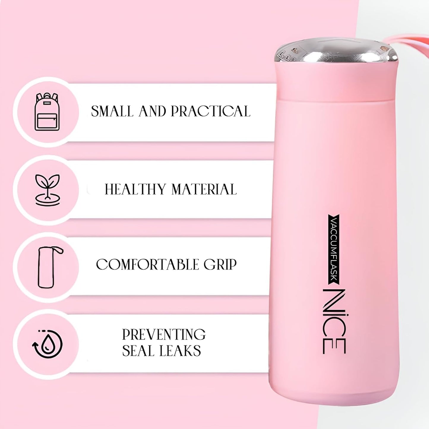 Nice Premium Glass & Plastic Water Bottle - 400ml