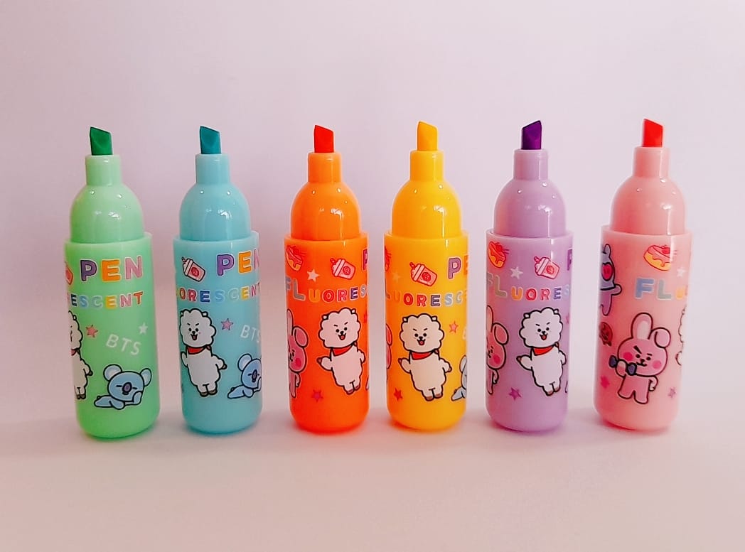 BTS Theme Bottle Shape Highlighters | Fine Grip Marker Pen