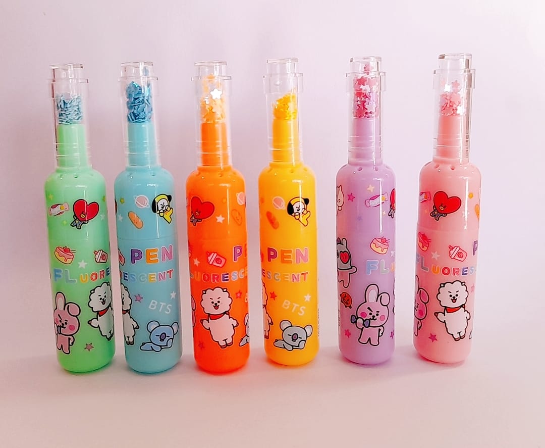 BTS Theme Bottle Shape Highlighters | Fine Grip Marker Pen