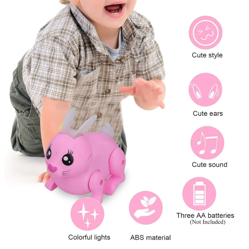 Jumping Hopping Electronic Interactive Rabbit Toy for Kids, Action Walking, 5D Light & Sound Cute Colorful Swing Ears & Tail Musical Bunny for 3+ Years Kids.