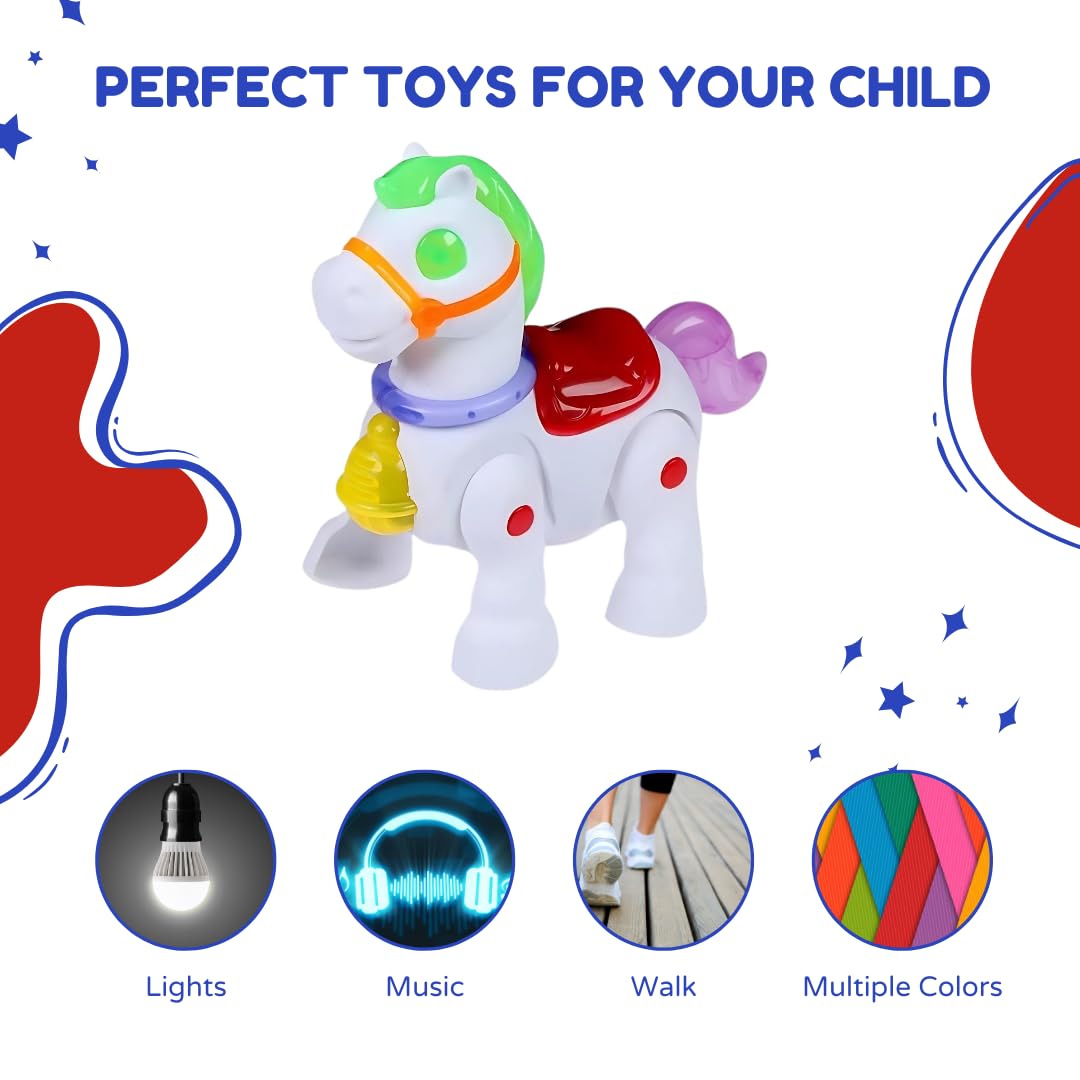 Walking Pony Horse Toy for Kids – Musical & Light-Up Battery-Operated Toy