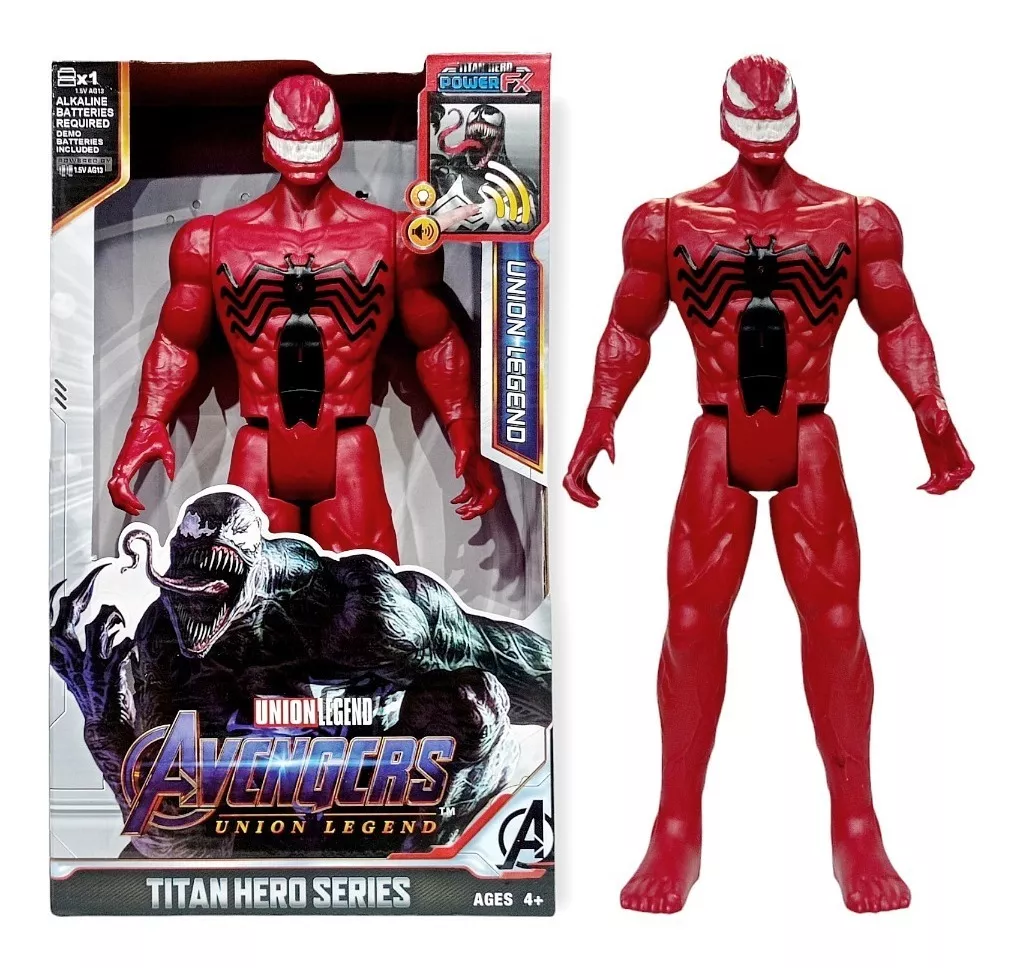 Union Legend Titan Hero Series 12-Inch Red Venom Carnage Action Figure Toy with Lights