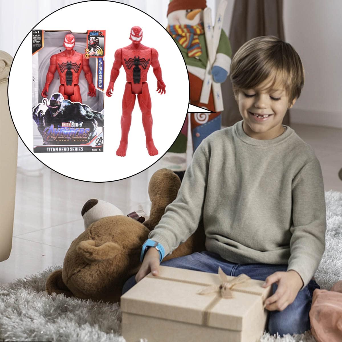 Union Legend Titan Hero Series 12-Inch Red Venom Carnage Action Figure Toy with Lights