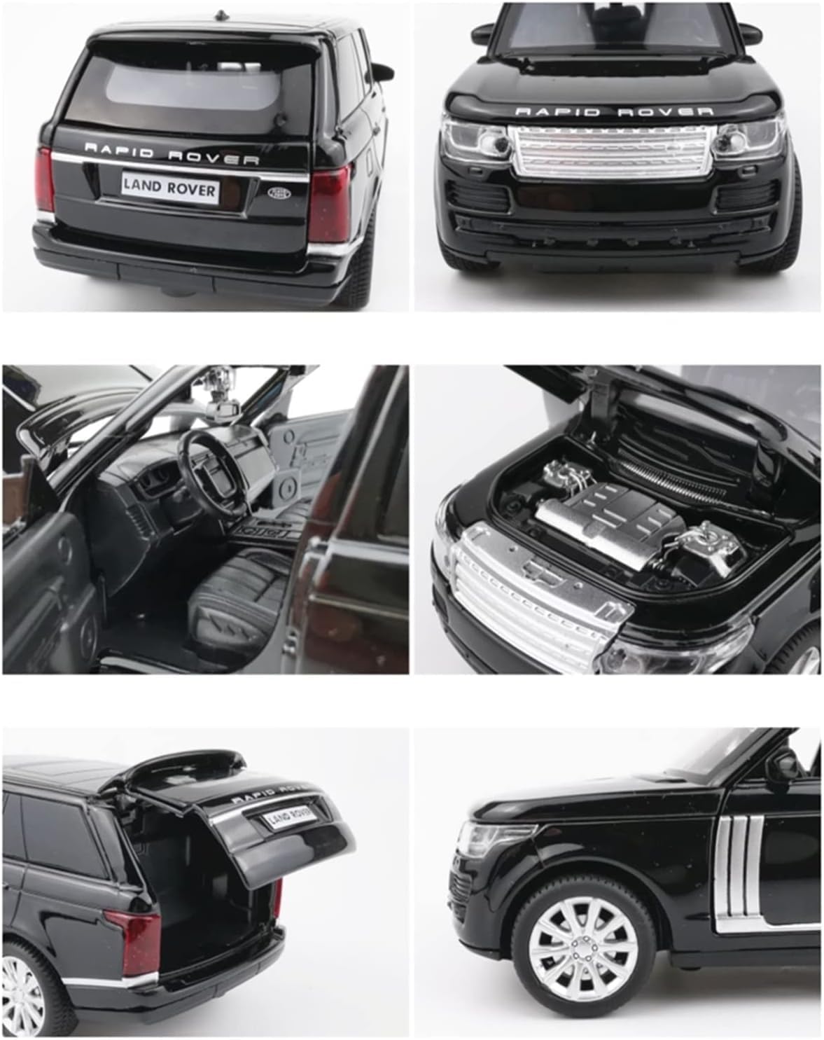 Diecast Metal Car 1:32 Range Rover Die Cast Metal Toy Car Model Car Light Sound Pullback Openable Door Car For Kids Truck Cars