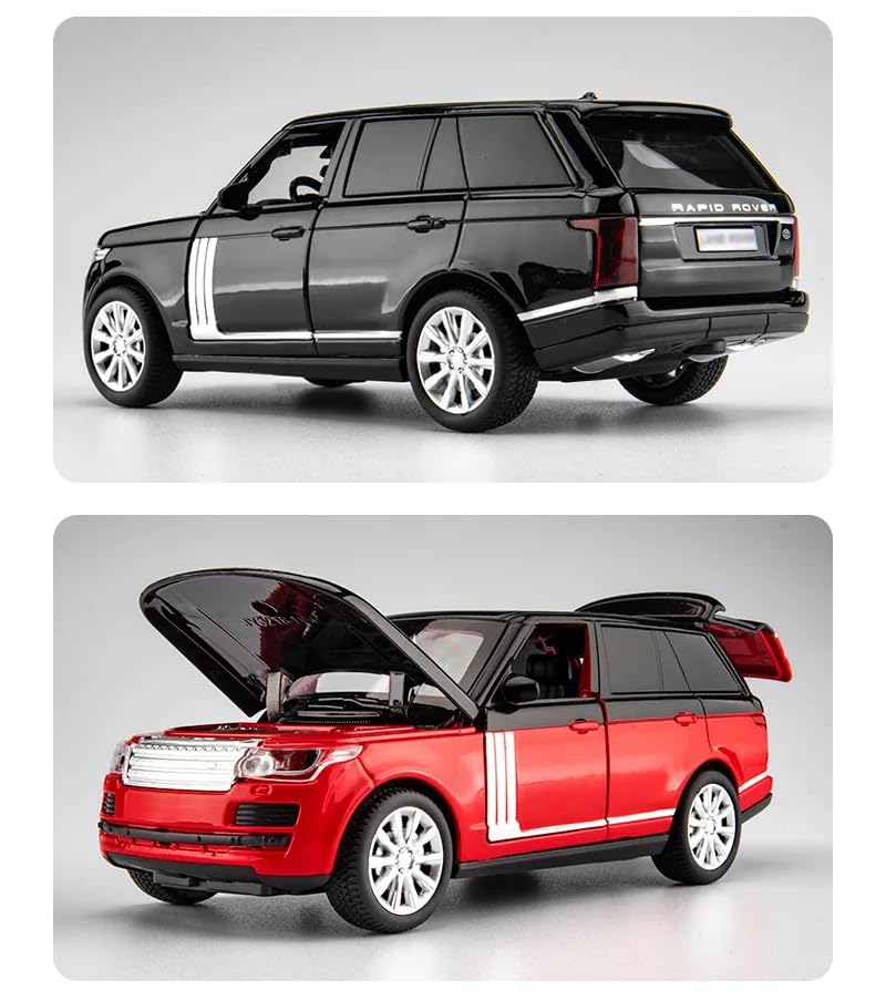 Diecast Metal Car 1:32 Range Rover Die Cast Metal Toy Car Model Car Light Sound Pullback Openable Door Car For Kids Truck Cars