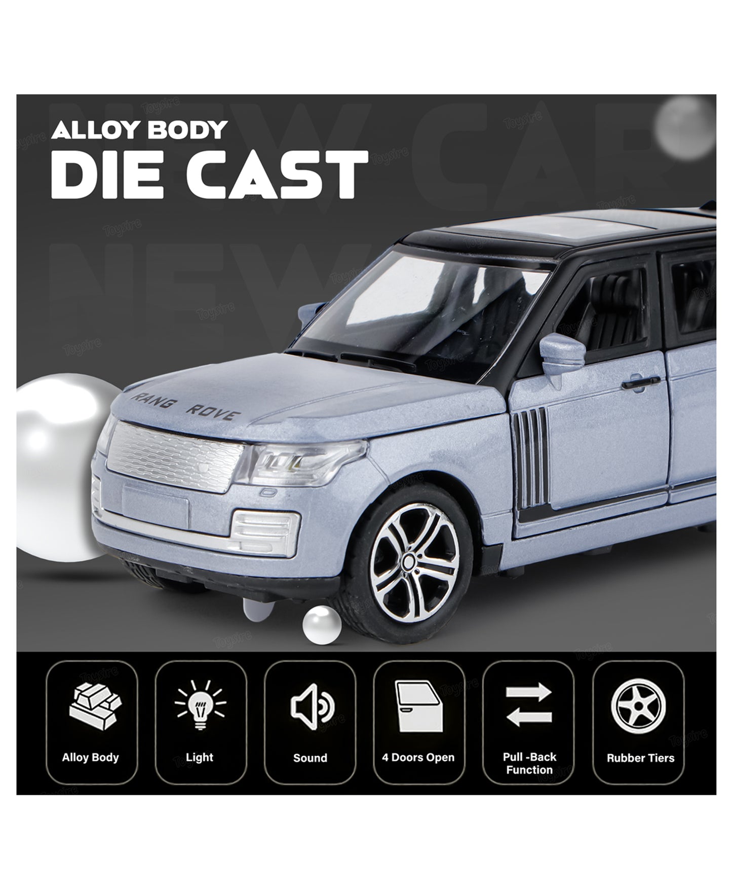 Diecast Metal Car 1:32 Range Rover Die Cast Metal Toy Car Model Car Light Sound Pullback Openable Door Car For Kids Truck Cars