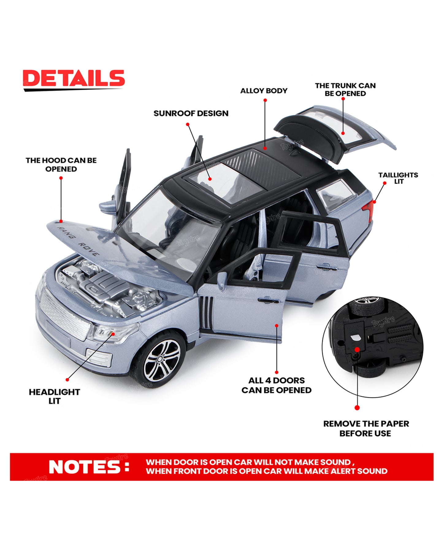 Diecast Metal Car 1:32 Range Rover Die Cast Metal Toy Car Model Car Light Sound Pullback Openable Door Car For Kids Truck Cars
