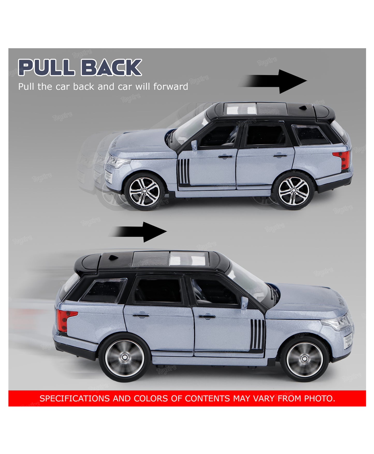 Diecast Metal Car 1:32 Range Rover Die Cast Metal Toy Car Model Car Light Sound Pullback Openable Door Car For Kids Truck Cars