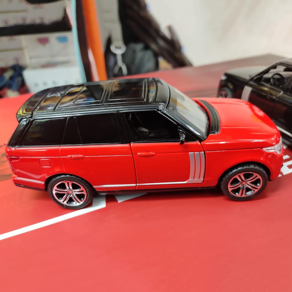 Diecast Metal Car 1:32 Range Rover Die Cast Metal Toy Car Model Car Light Sound Pullback Openable Door Car For Kids Truck Cars