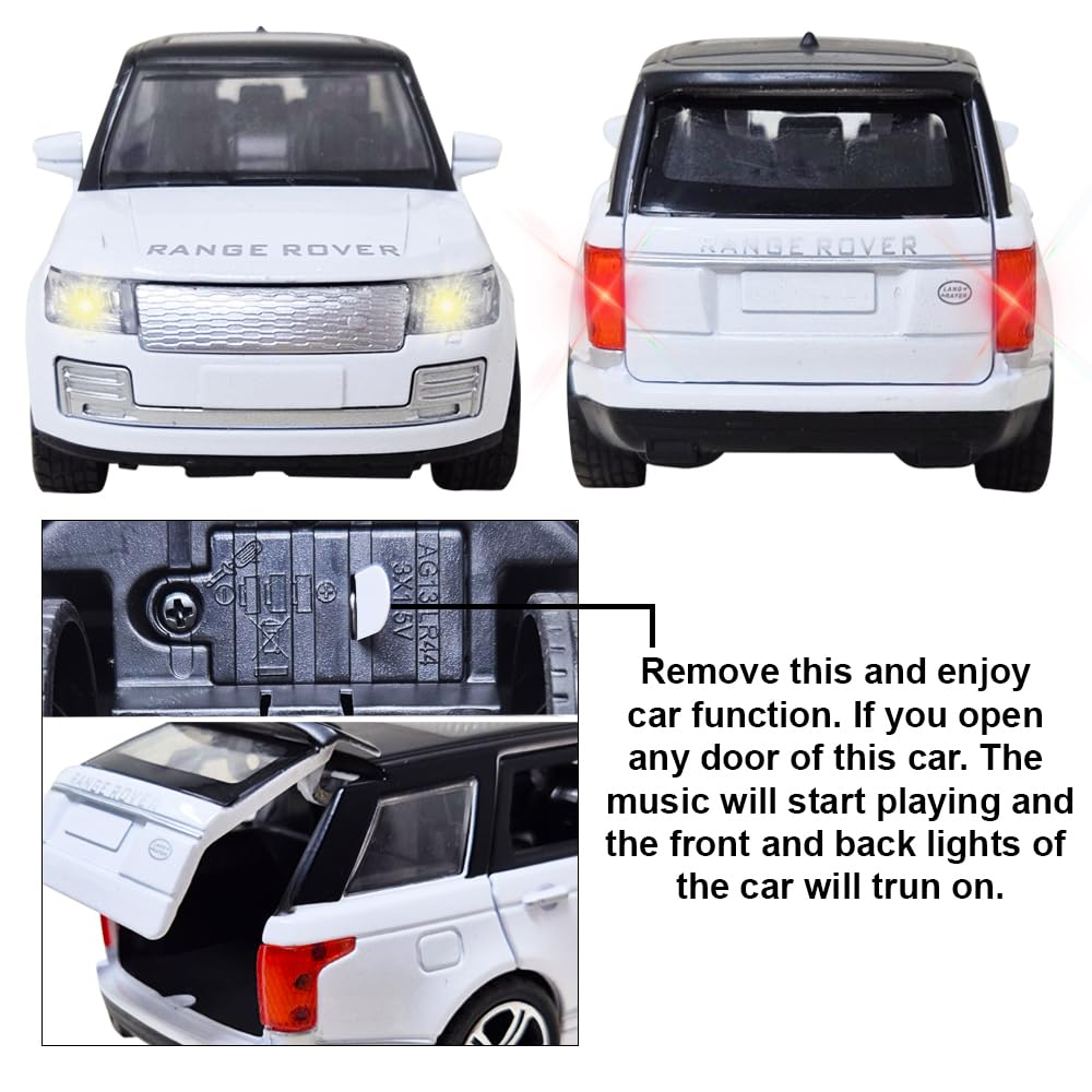 Diecast Metal Car 1:32 Range Rover Die Cast Metal Toy Car Model Car Light Sound Pullback Openable Door Car For Kids Truck Cars