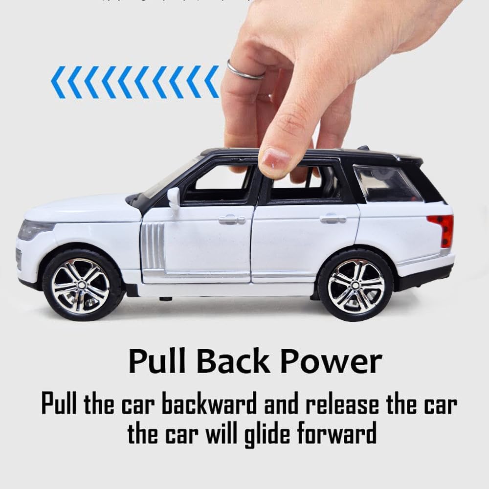 Diecast Metal Car 1:32 Range Rover Die Cast Metal Toy Car Model Car Light Sound Pullback Openable Door Car For Kids Truck Cars
