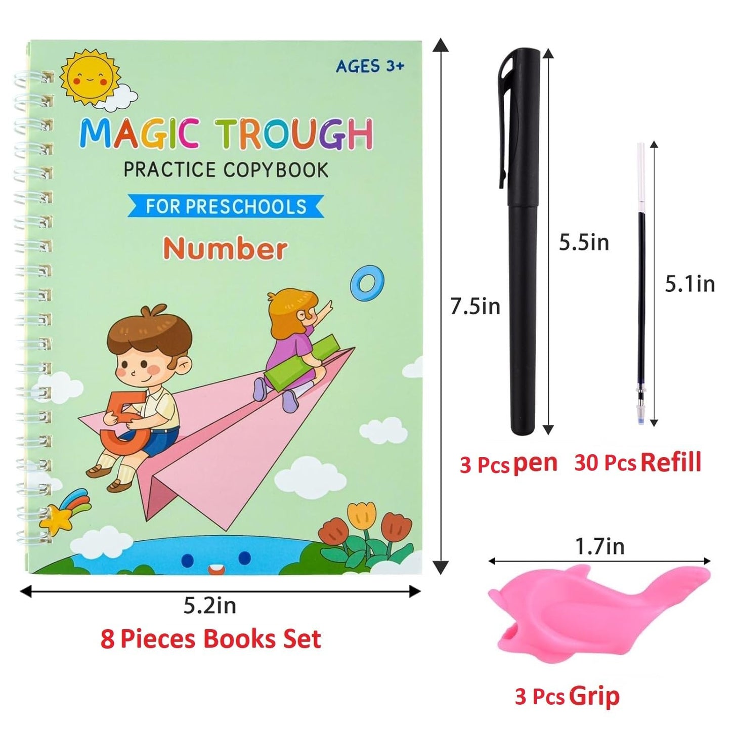 4 Sank Magic Practice Copybook with 10 Refills