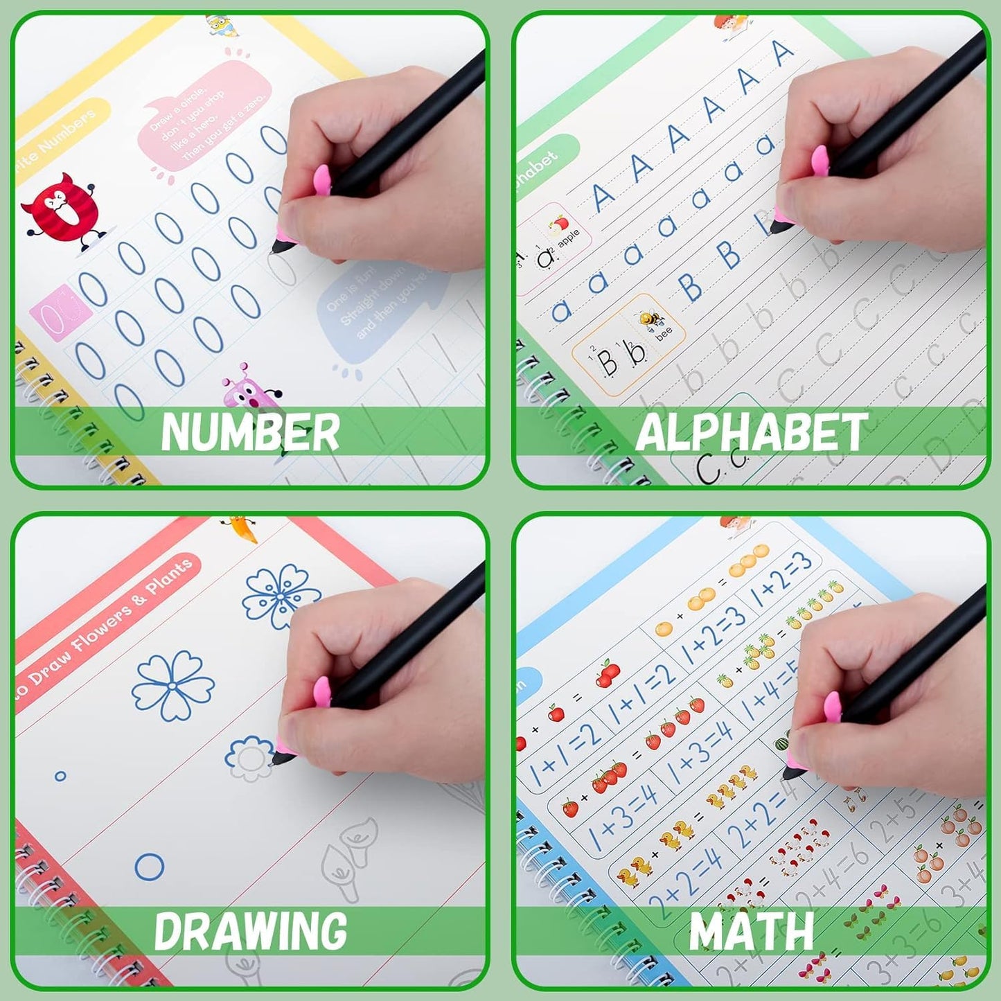 4 Sank Magic Practice Copybook with 10 Refills