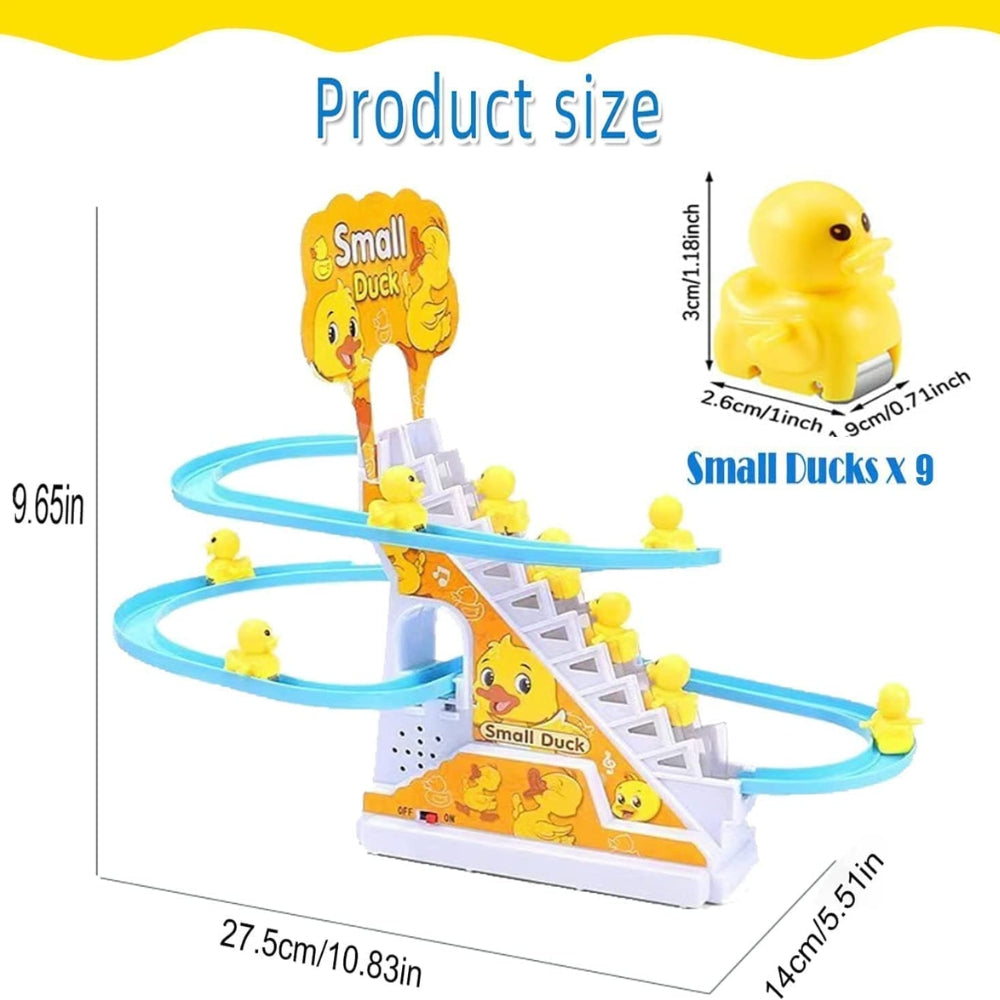 Ridhimani Duck Stair Climbing Track Toys | Duck Escalator Toy With Lights & Music for Kids (Yellow)