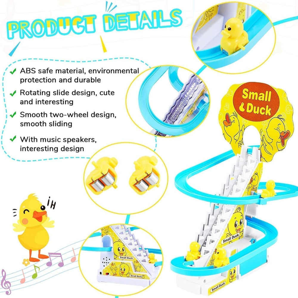 Ridhimani Duck Stair Climbing Track Toys | Duck Escalator Toy With Lights & Music for Kids (Yellow)