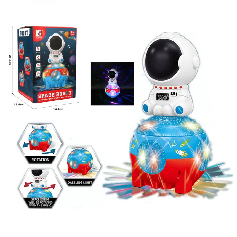 360 Degree Rotating Electronic Astronaut Space Robot Toy for Kids with Music & Light